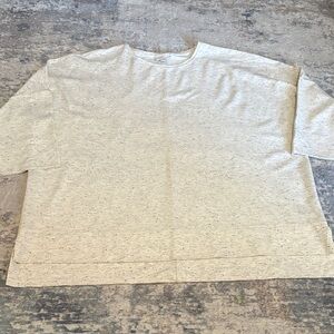 J Jill Cream Gray Black Speckled Ponte Tunic Cuffed Long Sleeve size XL